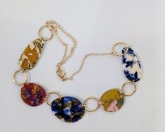 Vintage Retro Necklaces Set Of Multi Color Shell Beads Lucite Resin Acrylic LT43