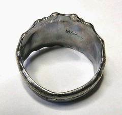 Vintage Max Calabaza Navajo Ring 925 Sterling Silver Turquoise & Coral SIZE 9.5