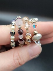Lot Of 4 Vintage Glass Beaded Multicolored 7.5″ Bracelets Toggle Clasp
