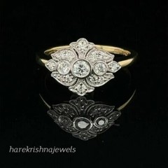 2CT Round Lab-Created Diamond Vintage Art Deco Antique Ring 14K 2-Tone Gold Over