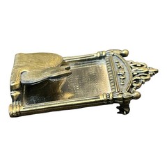 JJ Signed Vintage Cat Mirror Brooch Gold Tone Figural 2.25in