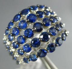 LARGE 3.77CT DIAMOND & AAA SAPPHIRE 18KT WHITE GOLD MULTI ROW ANNIVERSARY RING