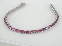 Sterling Silver 925 Rhodolite Pink Garnet Tennis Bracelet 8″