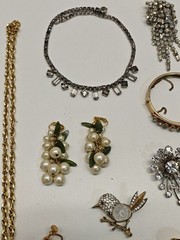 Vintage Rhinestone & Other Jewelry Lot Bracelets, Earring, Necklaces Etc.