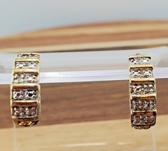 Ross Simons 925 CZ Hoop Earring 0.75in Sterling Silver 4gtw Gold Vermeil Channel