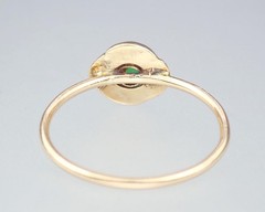 Dainty Antique Edwardian Solid 15k Gold Green Paste Floral Flower Ring – Sz 6.25