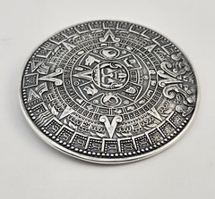 Vintage Taxco Sterling Silver Aztec Mayan Calendar Brooch Pendant 925 3″ – 30g