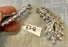 Vintage Clear Rhinestone Swirl Clip-On Earrings Mid Century Bridal Sparkle