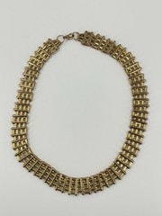 Vintage Egyptian Revival Gold Tone Choker Necklace 18 Inch