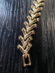 Vintage Marvella Textured Gold Tone Chevron Panel Bracelet