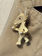 Vintage Political Pin Set Bipartisan Elephant Donkey Brooch Gold Tone Rhinestone