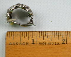 Vintage Silver Tone Clip On Half Moon Earrings with Small Rhinestones 1″