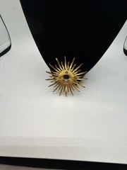 Vintage Rhinestone Sunburst Pendant Gold tone 1950s 1960s