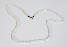 Vintage Translucent White Glass Beaded Necklace 30 In Sprint Ring Clasp 6.3mm
