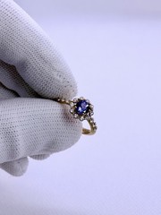 18K Gold Tanzanite Diamond Ring 1.15ct TA 0.50ct D 4.1g