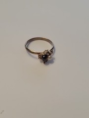 Vintage 14k Gold Electro Plate Onyx/ Pearl Gems Cubic Zirconia Ring Size 7