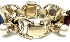 Bold Juliana D&E Bracelet ~ Huge Rhinestones, Flanked by Pearls & Tiny Diamonds