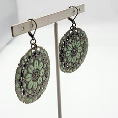 Fabulous bold enamel metal pierced dangle earrings Spring flowers boho