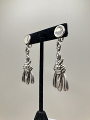 Old Pawn Early Mexican Sterling Silver Dangle Earrings Screwback – 2 1/2″