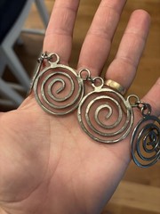 Vintage Silver Tone Spiral Necklace Art Deco Modern Statement Necklace Quality!!