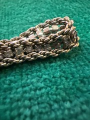 Vtg Signed JC Jackie Collins Gold Tone Crystal Rhinestone Chain Bracelet 7”