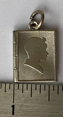 VTG Sterling Photo Book Charm Locket Boys Head on Front 2 Photo Slots Marked T C