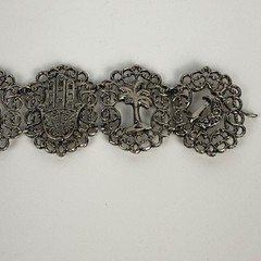 Vintage Silver-Tone Filigree Panel Bracelet De Maroc Morocco Boho Souvenir