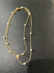 Nolan Miller Necklace Faux Pearl Gold Tone Chain Signed 30 In
