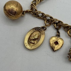 Vtg Monet Link Gold Tone Charm Bracelet Grand Piano Heart Wishing Well Tree ETC