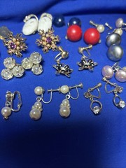 Vintage Lot Clip /Screwback Earrings Dangle Drop Huggie Crystal Pearl L26
