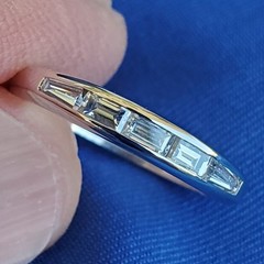 Original EARTH MINED DIAMOND slim Wedding BAND Antique PLATINUM Stacking RING