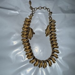 VTG FRANCOIS by CORO Leaf Pattern Gold Tone Bracelet Earrings Necklace Set READ