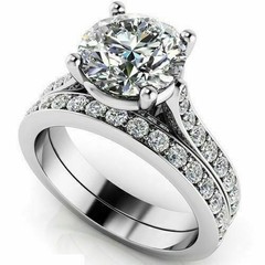 Art Deco Antique 3.10Ct Diamond Vintage Engagement Ring Set 925 Sterling Silver