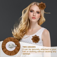 4.7″ Silk Satin Flower Brooch Pin Large Peony Floral Lapel Pin Brown