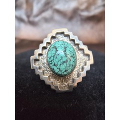 Vintage JACKSON Sterling Silver Turquoise Ring, Dan Jackson, Navajo, 6.5