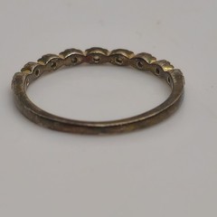 Sterling Silver 925 Clear Inset Gem Band Ring Size 5.75 Stacking Vintage