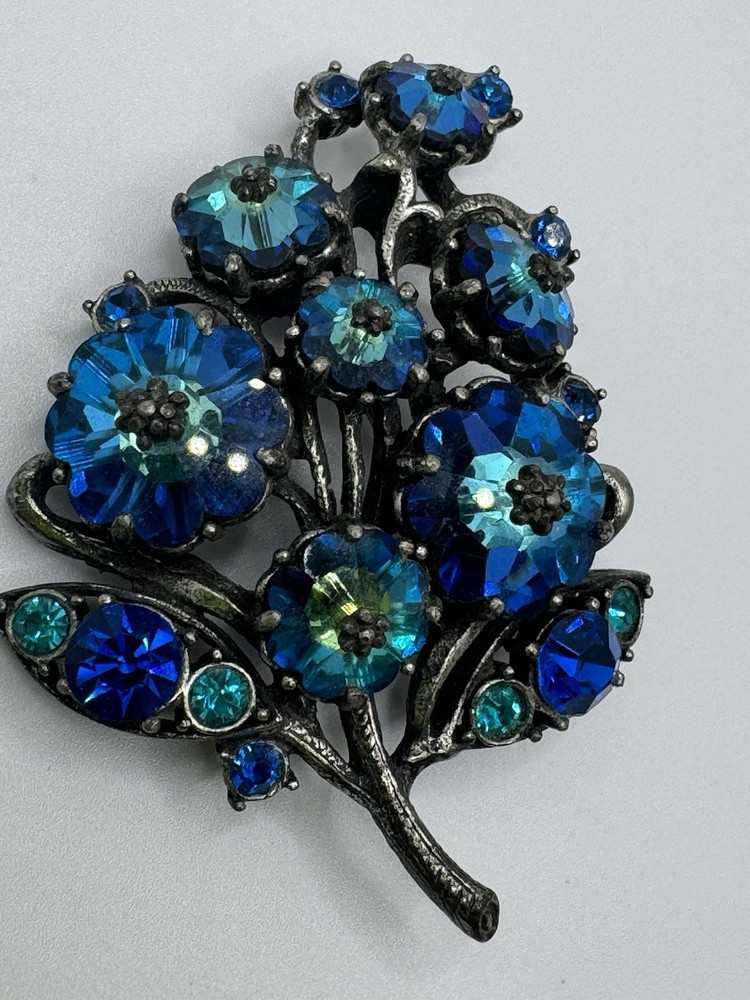 VTG Weiss Watermelon Peacock Blue Purple Margarita Rivoli Grapes Brooch/Pin