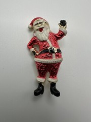 Vintage Enamel Santa Christmas Brooch 4.5cm BB4