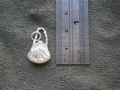 Purse Handbag Vintage Solid Shiny Sterling Silver Bracelet Charm Pendant 3.1g