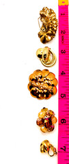 Lot 5 Vtg Gold & Copper Tone Jewelry Brooches Clip Earrings Western Germany Etc.