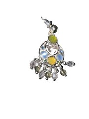 Vintage Silver Pierced Earrings with Light Blue, Yellow & Lavender Crystals
