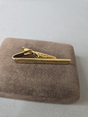 Vintage Mid-Century Modern Dante MCM Gold Tone Cufflinks & Tie Bar Clip
