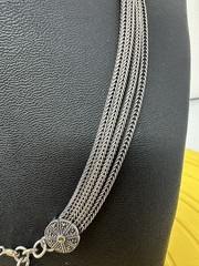 Sterling Silver 4 Stranded Marcasite Herringbone Chain Choker Necklace 56g 18 In