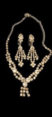 Vintage La Roco crystal necklace Clip on Earrings statement signed costume