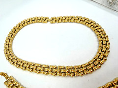 Vintage Necklace Buckle Chain Flat Heavy 16 inches With Bracelet Set Goldtone