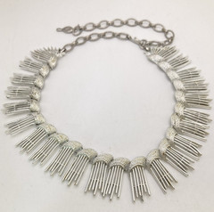 Vintage Sarah Coventry 1962 SIMPLY ELEGANT Silver Toned Fringe Bib Necklace