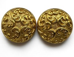 Vintage Gold Tone Ornate Victorian Revival Ornaments Circles Earrings