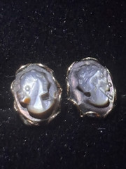 14K Shell Cameo Earrings – Two Pairs! 1930s Gold, 4 solid 14k butterfly backs