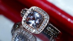 14k rose gold ring 1.45ct morganite natural diamond sz 7 halo 5.50g LeVian N3040