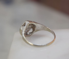 Antique Art Deco 18K white gold Belais .35 ct diamond ring sz 4